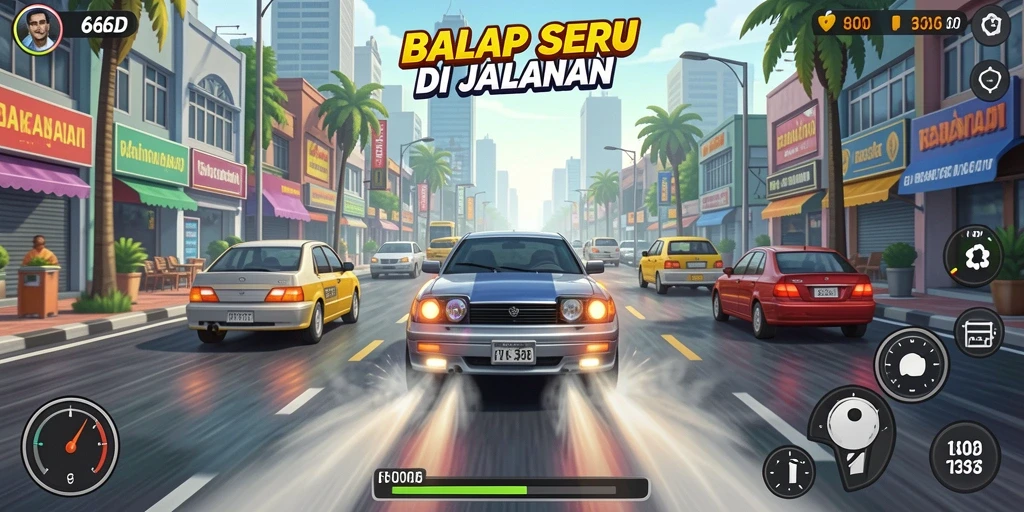 Gameplay Racing seru dalam 66D yang menampilkan balapan mendebarkan.