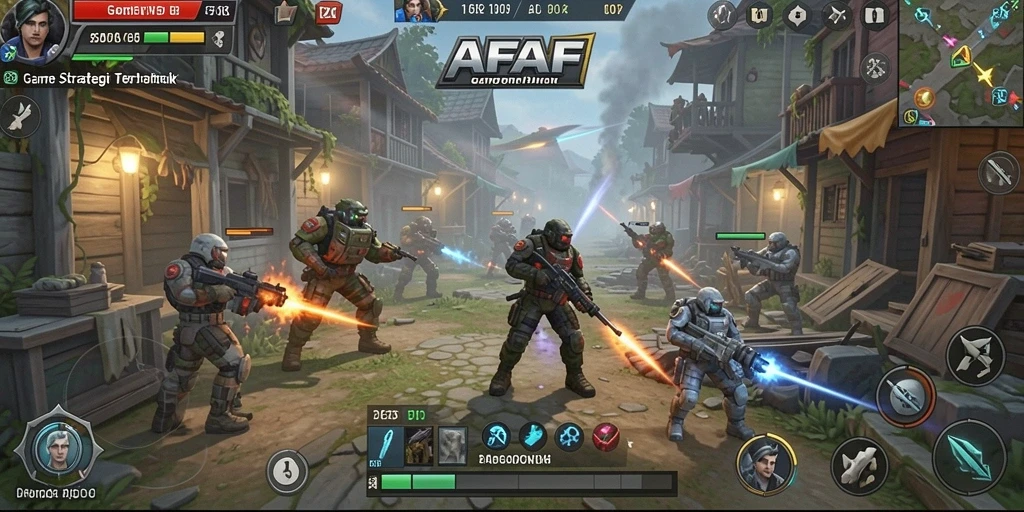 Screenshot menunjukkan pertempuran intens di dalam AFAF dengan strategi yang kental.