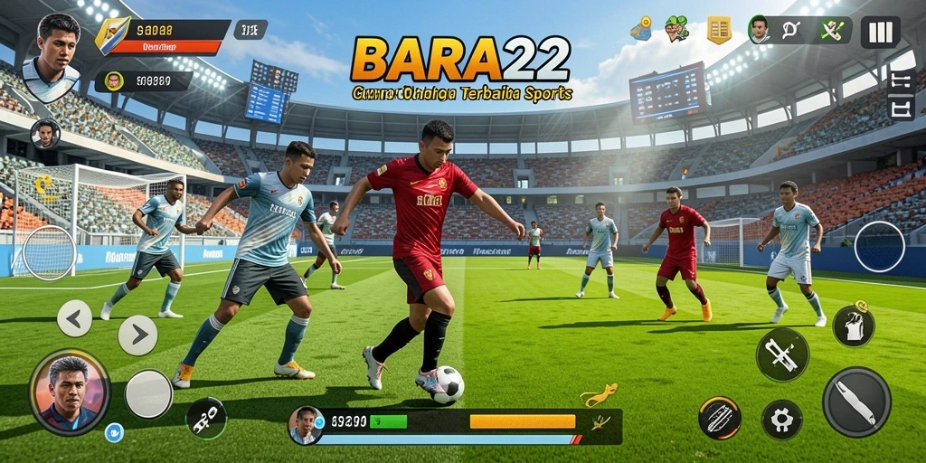 Screenshot utama BARA22 menunjukkan gameplay yang seru dan kompetitif.