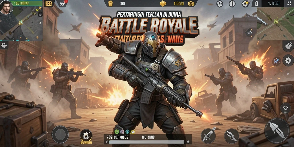 Screenshot gameplay BETWIN188 menampilkan aksi seru dalam pertempuran Battle Royale.
