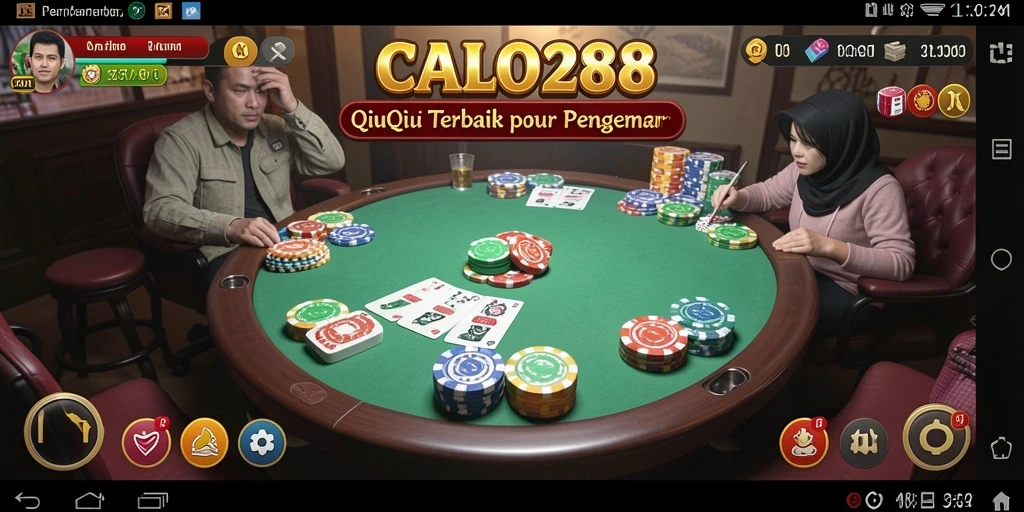 Menampilkan gameplay seru dalam permainan QiuQiu CALO288.