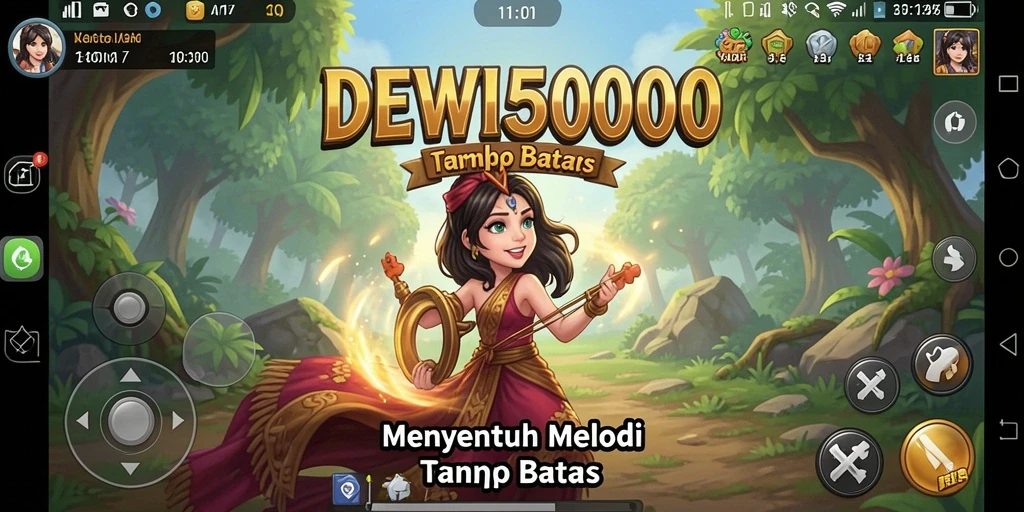 Tampilan gameplay DEWI5000 yang menghibur dan interaktif.