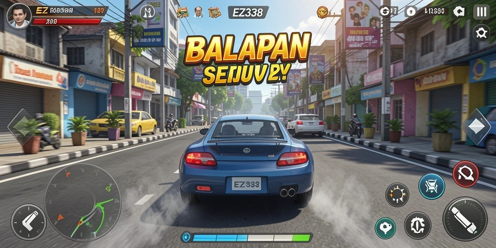 Gameplay balapan seru dengan grafis mendetail dan adrenalin tinggi.