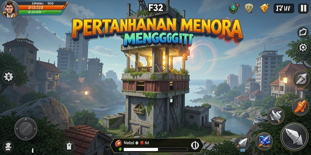 Tampilan seru dan menegangkan dalam gameplay Tower Defense F32.