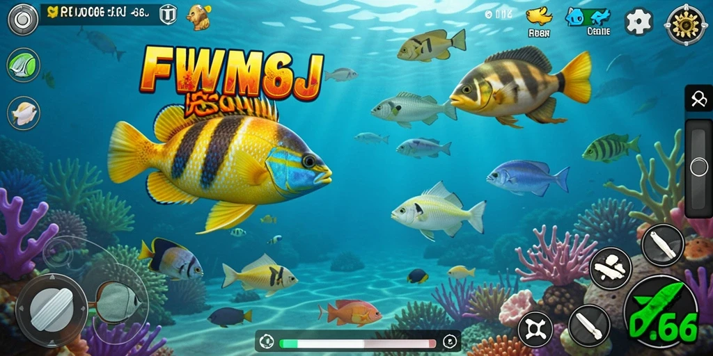 Tampilan gameplay FW66 yang penuh aksi saat menangkap ikan.
