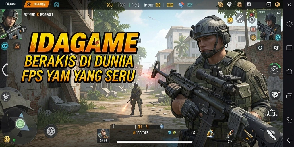 Screenshot IDAGAME yang menampilkan aksi tembak-menembak yang intens.