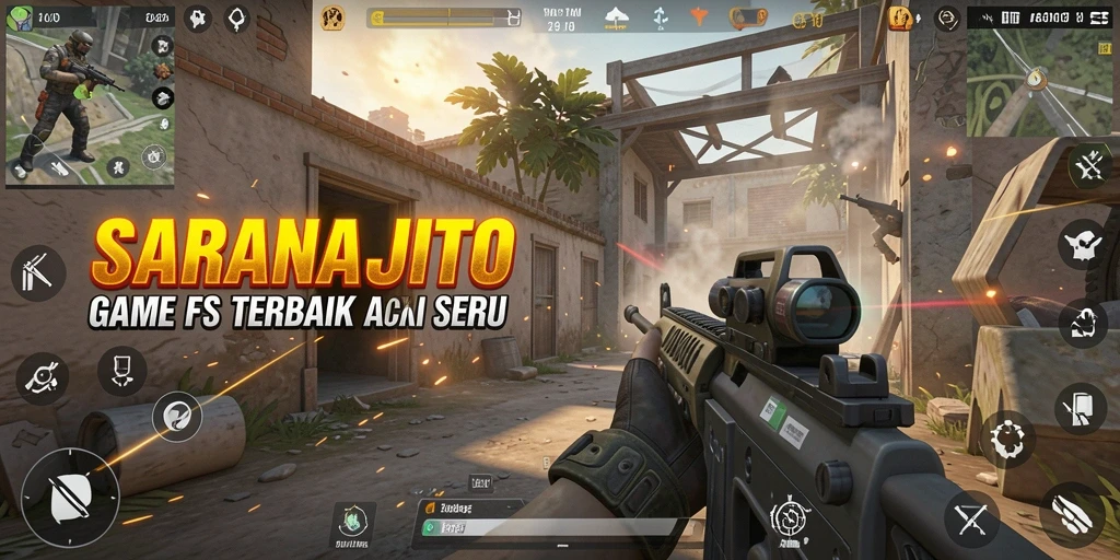 Tangkapan layar menunjukkan aksi menegangkan dalam game FPS SARANAJITU.