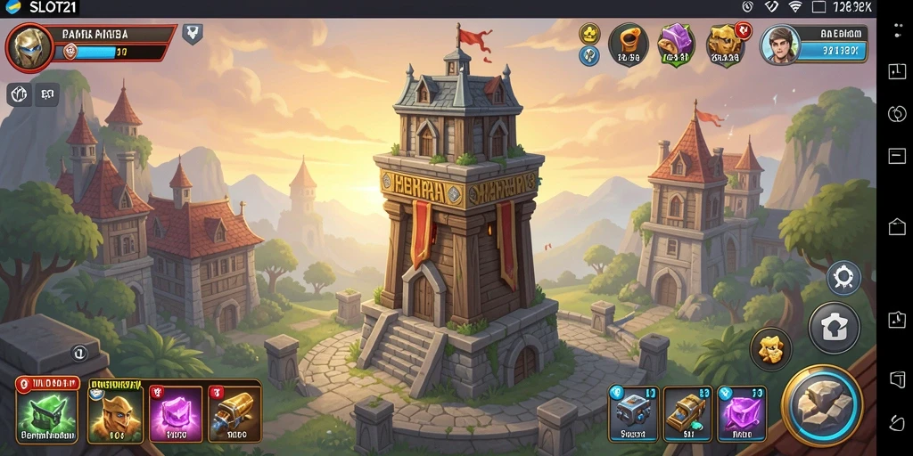 Screenshot SLOT21 menampilkan gameplay strategis Tower Defense yang mencekam.