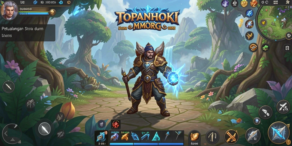Screenshot gameplay TOPANHOKI menampilkan aksi pertarungan seru dan petualangan di dunia fantasi.