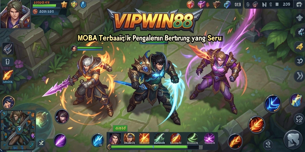 Screenshots gameplay <strong>VIPWIN88</strong> dengan aksi seru pertarungan MOBA.